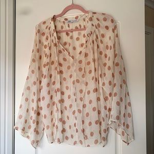 SOLD - Zara Cream Polka Dot Blouse